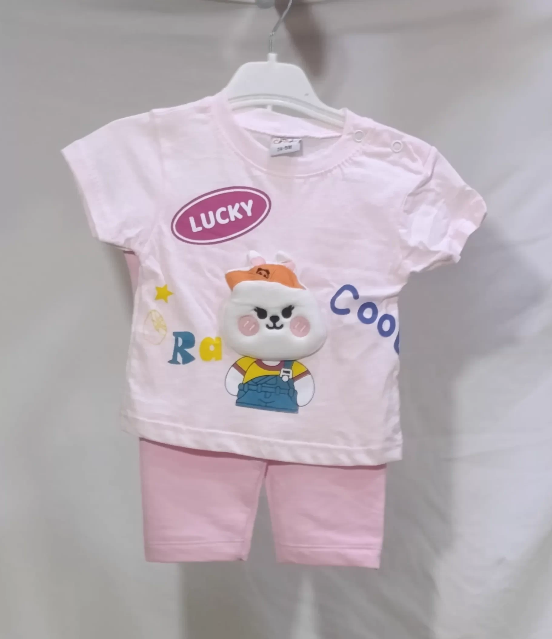 Kız Çocuk Takımı Açık Pembe Lucky Cool Desenli
